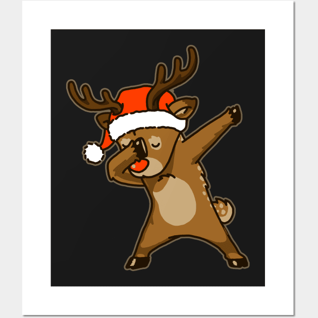 Dabbing Reindeer Shirt Christmas Dab Rudolph Reindeer TShirt Wall Art by vo_maria